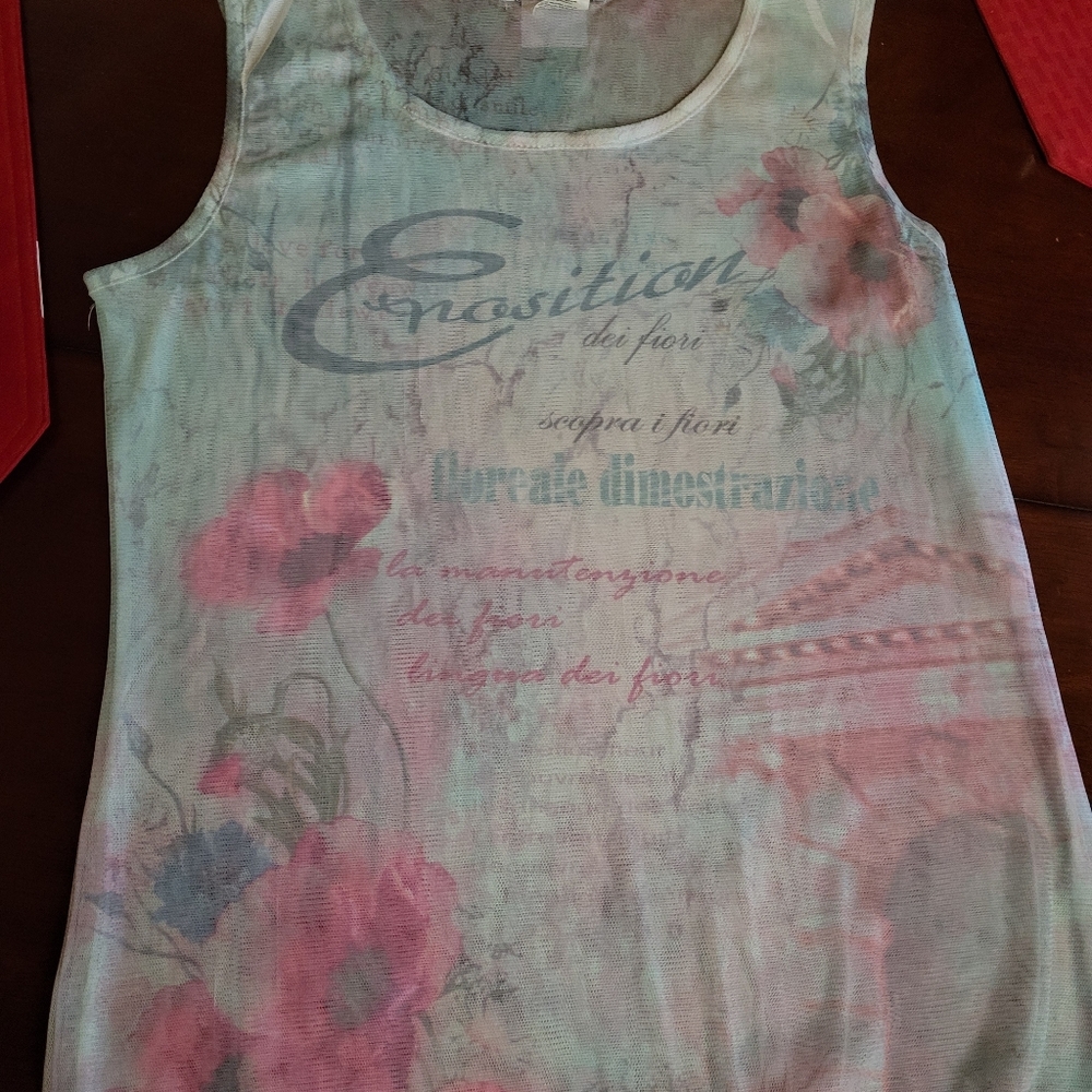 Elegant Pink and Light Blue Floral Very Soft and Slightly Sheer Blouse 💥💥